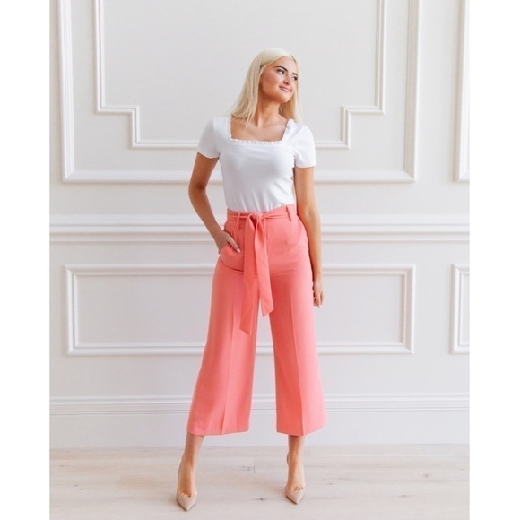 RACHEL Parcell Wide Leg Pants Tie Front Size 8 - Picture 1 of 9
